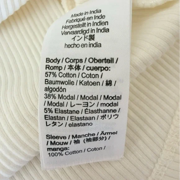 J. Crew Vintage Rib Top with Lace Sleeves Ivory Size Medium M - Picture 8 of 9